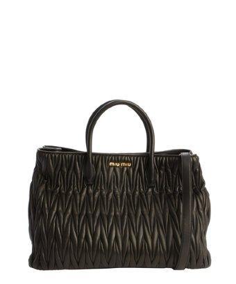 Miu Miu Black Matelasse Leather Convertible Top Handle Bag