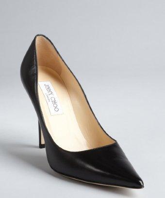 Jimmy Choo Black Leather 'abel' Pointed Toe Pumps