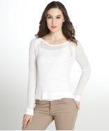 Rd Style White Mesh Hi-low Long Sleeve Sweater