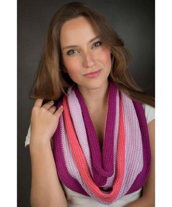Elizabeth Koh Pink Passion Striped Infinity Scarf