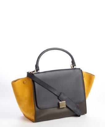 Celine Blue Suede And Leather 'trapeze' Bag