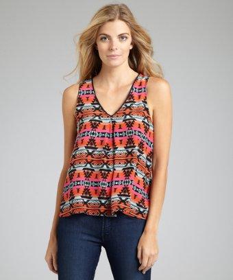 Greylin Poppy Tribal Print Silk 'arizona' Hi-low Tank