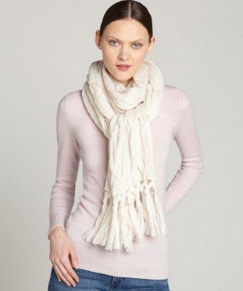 Vince Camuto Ivory Honeycomb Knit Oversized Scarf