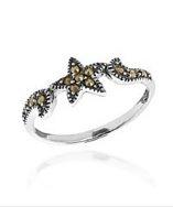 Aeravida Cute Star Marcasite Swirl Front Sterling Silver Ring