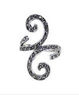 Aeravida Beautiful Marcasite Front Swirl Sterling Silver Ring