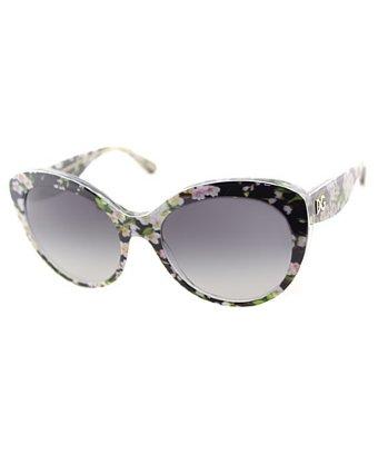Dolce & Gabbana Dolce And Gabbana Dg 4236 2842/8g Black Peach Flowers Cat-eye Plastic Sunglasses
