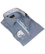 T.r. Premium Blue Long Sleeve Jacquard Printed Dress Shirt