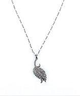 Bettina Duncan Pave Diamond Feather Pendant On Moonstone Rosary