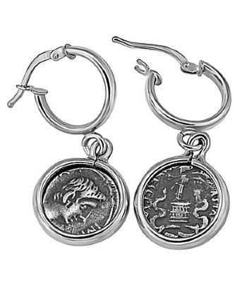 1884 Jewelry 1884 - Legacy Sterling Silver Hook Earrings W/ Ottaviano Coins