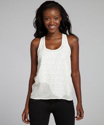Greylin Ivory Sequin Embellished 'marcela' Tank Top