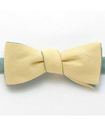General Knot & Co. Daffodil & Sage Summer Linen Reversible Classic Bow