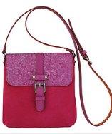 Most Wanted Usa Embossed Suede Pouch Crossbody In Baby Magenta