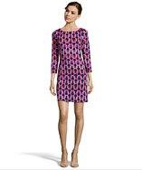 Jb By Julie Brown Navy Hunter Chainlink Print Stretch Jersey 'goldie' Shift Dress