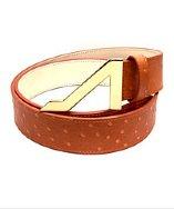 Apolinar Orange Embossed Ostrich Leather Gold Buckle