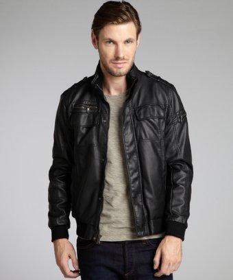 Calvin Klein Black Faux Leather Bomber Jacket