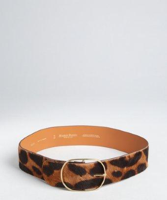 Maison Boinet Light Brown Leopard Print Calf Hair Wide Belt