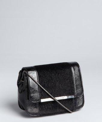 Bcbgeneration Black Faux Leather And Faux Fur Chain Strap Small Shoulder Bag