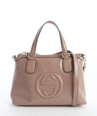 Gucci Powder Pink Distressed Patent Leather 'soho' Top Handle Bag