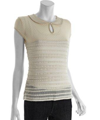Free People Tea Mesh Ruffle Lace Peter Pan Collar Blouse