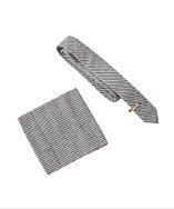 Skinny Tie Madness One Point Twenty One Gigawatt Grey Stripe Tie With Clip