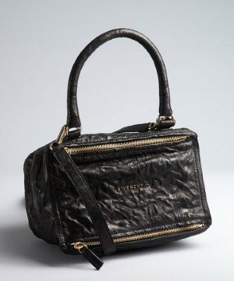 Givenchy Black Washed Leather 'pandora' Medium Convertible Satchel