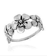 Aeravida Hawaiian Style Triple Flower Sterling Silver Ring