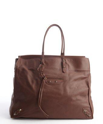 Balenciaga Brown Calfskin 'papier' Flap Tote