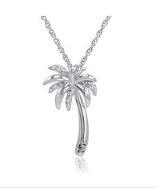 Amanda Rose Collection Sterling Silver Diamond Palm Tree Pendant-necklace
