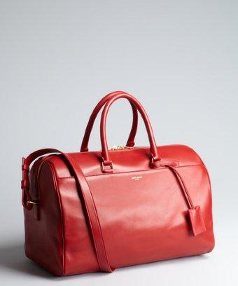 Saint Laurent Red Leather Convertible Top Handle Satchel
