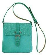 Most Wanted Usa Embossed Suede Pouch Crossbody In Sea Green