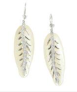 Miriam Salat Mother Of Pearl And Crystal 'long Feather' Earrings