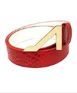 Apolinar Red Snake Embossed Leather Gold Buckle