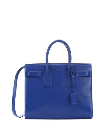 Saint Laurent Royal Blue Leather Small 'sac De Jour' Convertible Tote