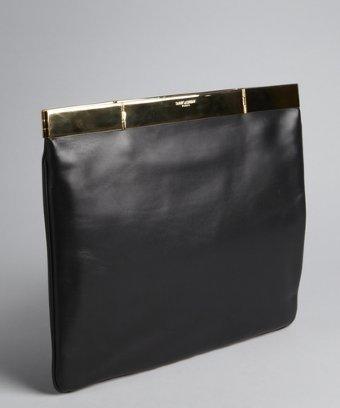 Saint Laurent Black Lambskin Oversized Frame Clutch