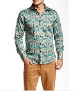 T.r. Premium Long Sleeve Button Down Printed Dress Shirt