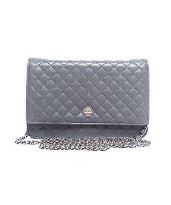 Chanel Pre-owned Chanel Grey Lambskin Quilted Woc Wallet On Chain