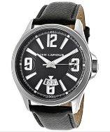 Ted Lapidus Men's Black Textured Genuine Leather Black Dial