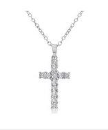 Amanda Rose Collection Sterling Silver Diamond Cross Pendant-necklace