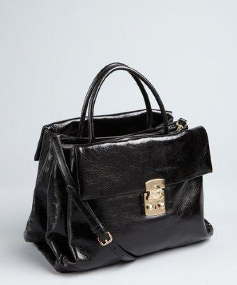Miu Miu Black Grained Leather Expanding Convertible Satchel