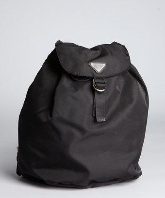 Prada Black Nylon Flap Front Backpack