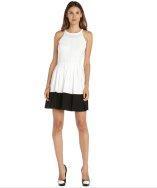 Ali Ro Optic White And Black Woven Sleeveless Colorblock Dress