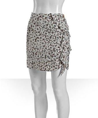 Leifsdottir 'loves me brown' floral printed silk skirt
