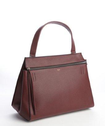 Celine Oxblood Leather Structured Tassel Satchel