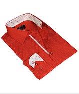 T.r. Premium Red Long Sleeve Jacquard Printed Dress Shirt