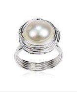 Aeravida Genuine Freshwater Pearl Wire Wrap Around Sterling Silver Ring