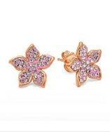 Amanda Rose Collection 14k Rose Gold Plated Sterling Silver Flower Earrings With Swarovski Crystals