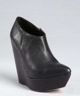 Madison Harding Black Leather Pointed Toe Platform Wedge 'adrian' Booties