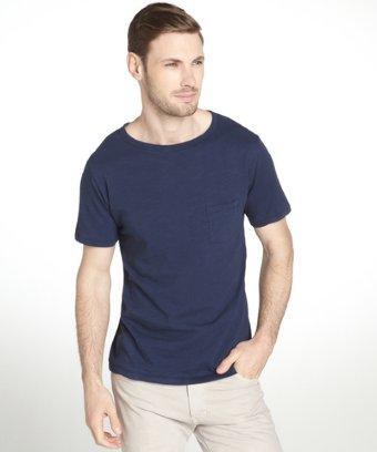 Paper Denim & Cloth Anchor Navy Cotton Crewneck Chest Pocket T-shirt