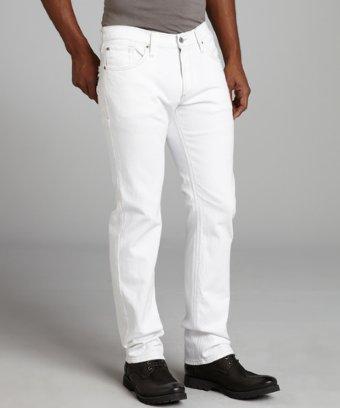 James Jeans White Stretch Denim 'travis' Straight Leg Jeans