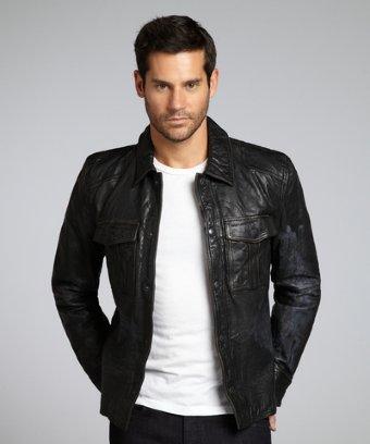 Marc Moto Black Crinkled Leather Motorcycle Jacket